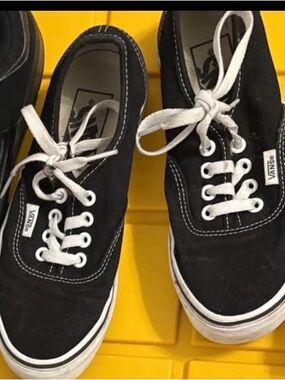 Vans Black Canvas Low-Top Sneakers with White Details
